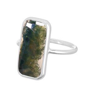 *******NWT*****Moss Agate Rectangle Ring